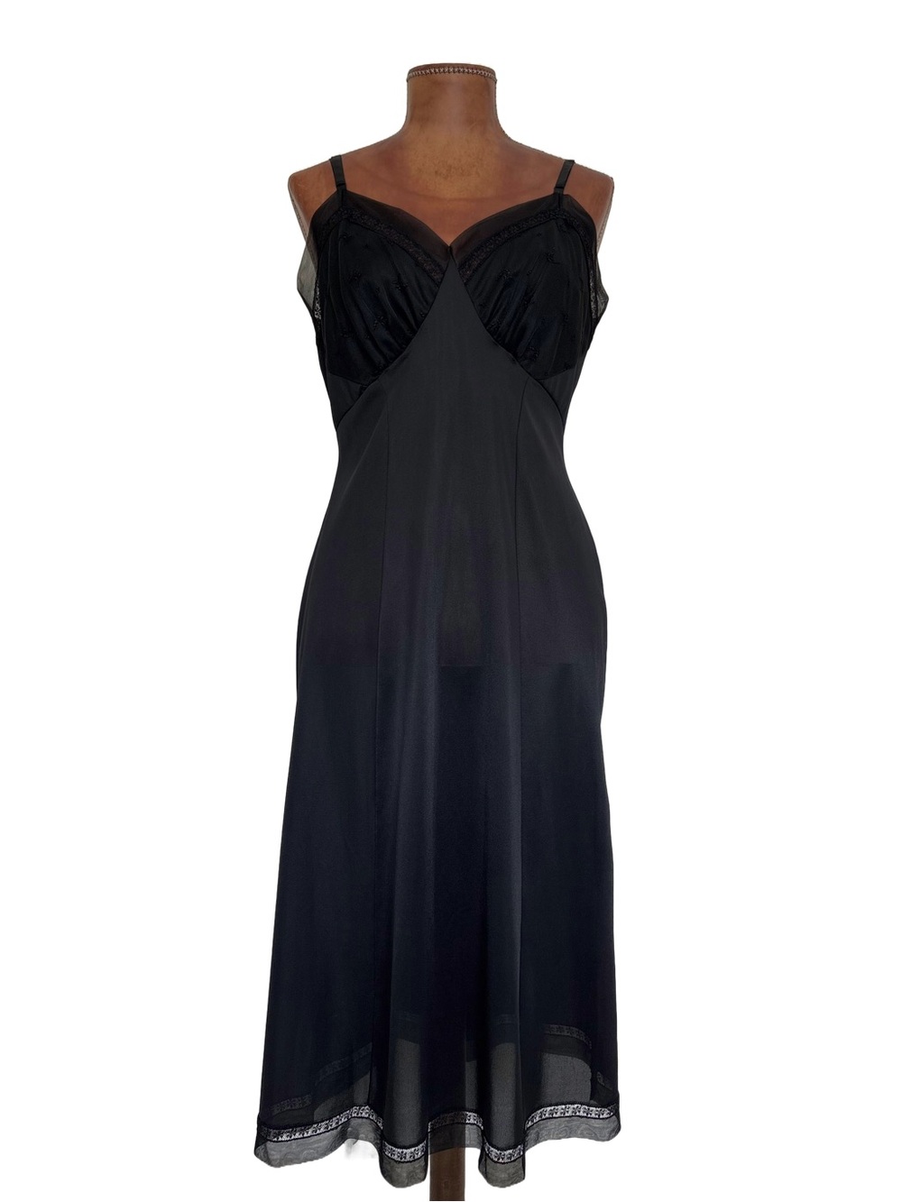 Seamprufe Vintage 1950s Black Nylon Slip Dress Size 34